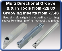 Grooving inserts tools external internal facing