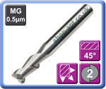 End Mills for Aluminium Standard Length 2 Flute 45 Helix Uncoated Carbide
