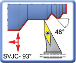 93� SVJCR\L Toolholders for VCMT Inserts 150mm long