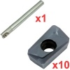 Economy 90 End Milling Set 16mm Diameter 120mm Long with 10 General Purpose  Coated Inserts