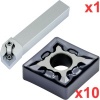Boring Bar Set 95 deg 20mm dia Shank with 10 CNMG 120404 Inserts for Steel