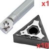 Boring Bar Set 90 deg 20mm dia Shank with 10 TNMG 160404 Inserts for Steel