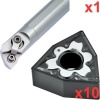 Boring Bar Set 95 deg 16mm dia Shank with 10 WNMG 060404 Inserts for Steel
