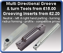 Grooving inserts tools external internal facing