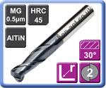 Corner Radius End Mills 2 Flute AlTiN Coated Carbide 45HRC