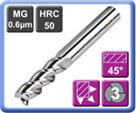 3 Flute Carbide End Mills for Aluminium 45° Helix Uncoated