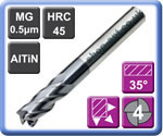 Carbide End Mills Standard Length 4 Flute AlTiN Coated 45HRC