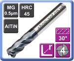 Corner Radius End Mills 4 Flute AlTiN Coated Carbide 45HRC