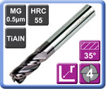 Corner Radius Carbide End Mills 4 Flute TiAlN Coated 55HRC