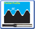 Single Tooth Thread Mills for General Use Internal 60 Partial Profile