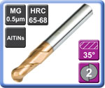 High Hardness High Speed 2 Flute Carbide Ball Nose End Mills 65HRC