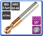 High Strength High Hardness 2 Flute Ball Nose Carbide End Mills 65HRC