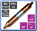 Carbide Centre Drills 60 TiSiN Coated Economy Series 55HRC