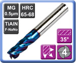 Carbide End Mills 4 Flute F-NaNo Coated 65HRC