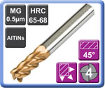 High Hardness High Speed Carbide End Mills 4 Flute 65HRC