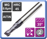 Carbide End Mills Standard Length 2 Flute AlTiN Coated 45HRC