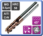 Carbide End Mills for Stainless 4 Flute AlTiCrN Coated 58HRC