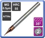 Micro Diameter Ball Nose Carbide End Mills 2 Flute AlTiNs Coated 55HRC