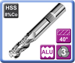 3 Flute Aluminium Rippers HSS 8% Cobalt Un-coated 40HRC