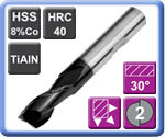 2 Flute Slot Drills HSS 8% Cobalt TiAlN Coated 40HRC
