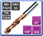 Carbide Drills 1.0mm -2.9mm Diameter 3XD AlCrTiN-X Coating
