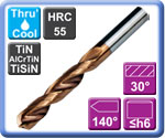 Through Coolant Carbide Drills 3.0mm - 5.9mm 5XD AlCrTiN-X Coating