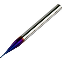 Long Neck End Mill 0.6mm Dia with 0.05mm Corner Rad 3mm Neck Length 50mm Long 68HRC