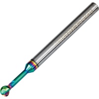 ELP2F-04020050R1DLC 2mm Diameter 1mm Radius Lollipop Cutter 2 Flute Front and Back Profile End Mill 50mm Long DLC Coated Aluminium Series