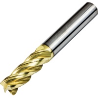HRSA-12120075-0.25C 4 Flute Carbide End Mill for Titanum and HRSA 12mm Diameter with 0.25mm Corner Chamfer AlTiN-ZrN Coated 60HRC