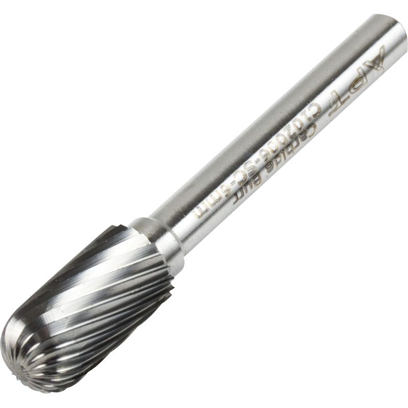 Carbide Burr 16mm Diameter 25mm Head Length Single Cut Ball Nose