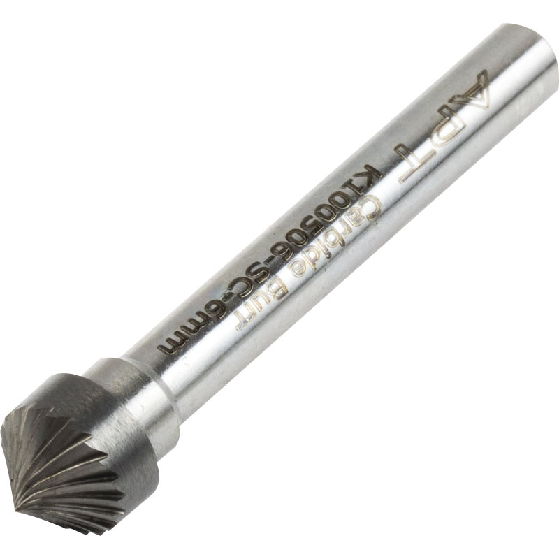 Carbide Burr 10mm Diameter 5mm Head Length Single Cut 90° Countersink Associated Production Tools