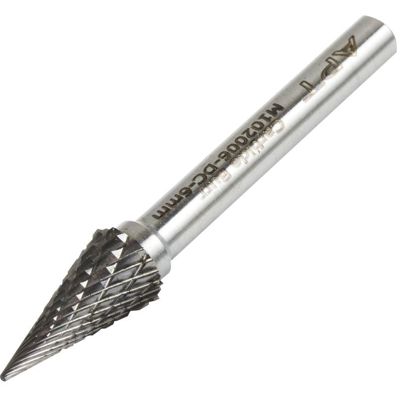 Carbide Burr 12mm Diameter 25mm Head Length Double Cut Cone Associated