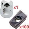 Economy 90° Face Milling Set 50mm Diameter with 100 General Purpose  Coated Inserts