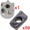 Economy 90° Face Milling Set 80mm Diameter with 50 General Purpose Coated Inserts