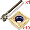90° End Milling Set 25mm Diameter 110mm Long 20mm Plain Shank with 10 General Purpose SDKT 09T308 Inserts