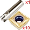 90° End Milling Set 32mm Diameter 130mm Long 32mm Plain Shank with 10 General Purpose SDKT 09T308 Inserts